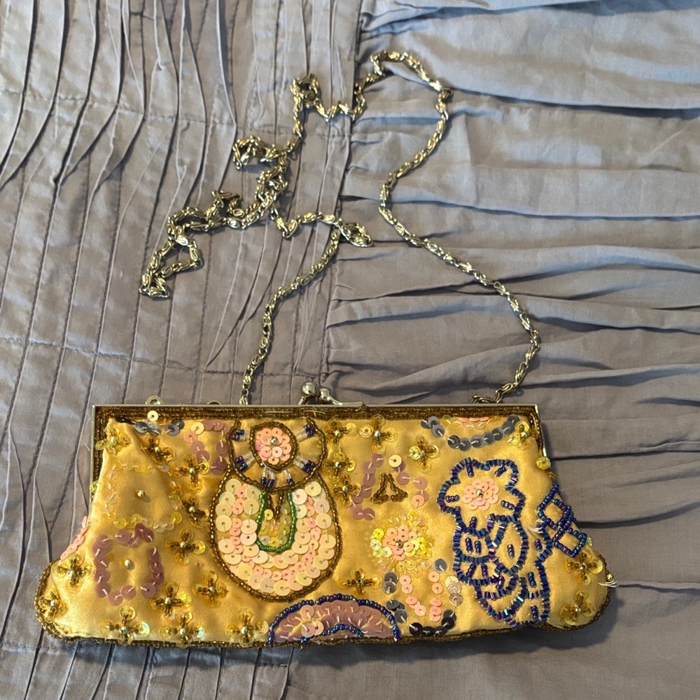 Bijoux Terner Gold Sequin Embellished Clutch